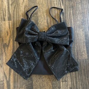 Brand New Zara Women’s Black Sparkle Rhinestone Bow Crop Top
